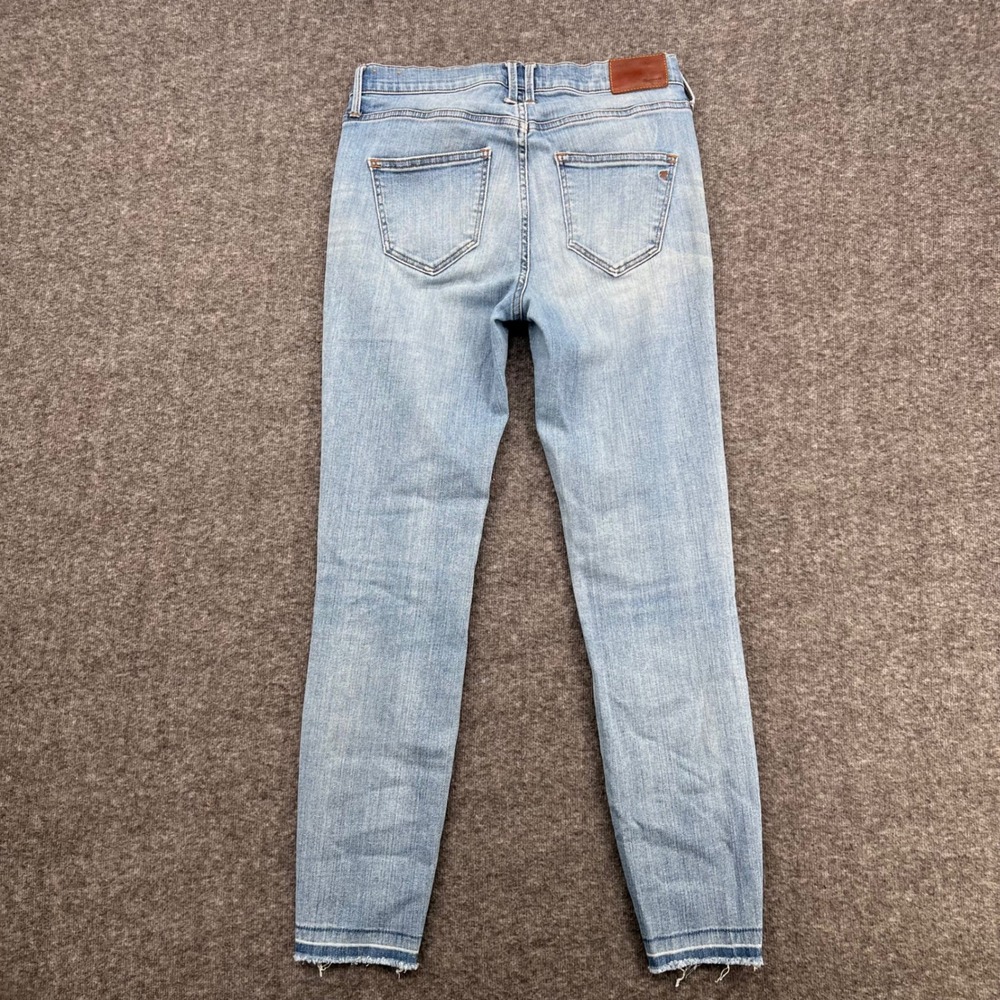 Madewell High Riser Skinny Jeans Light Wash Distressed Ripped Knee 27 Cropped - Picture 9 of 13